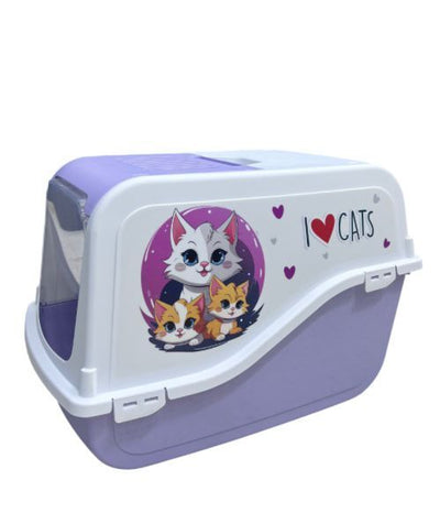 Maison de toilette fermée pour chat à motifs – La Passion Canine Maroc