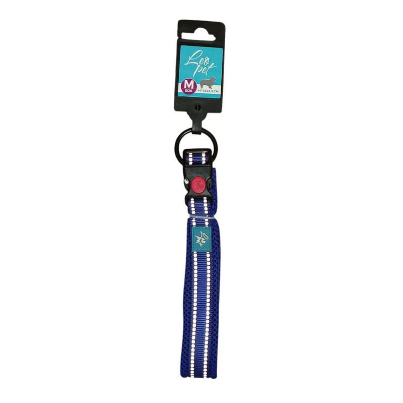 Leopet – Collier chien nylon et maille bleu M 40-45 cm
