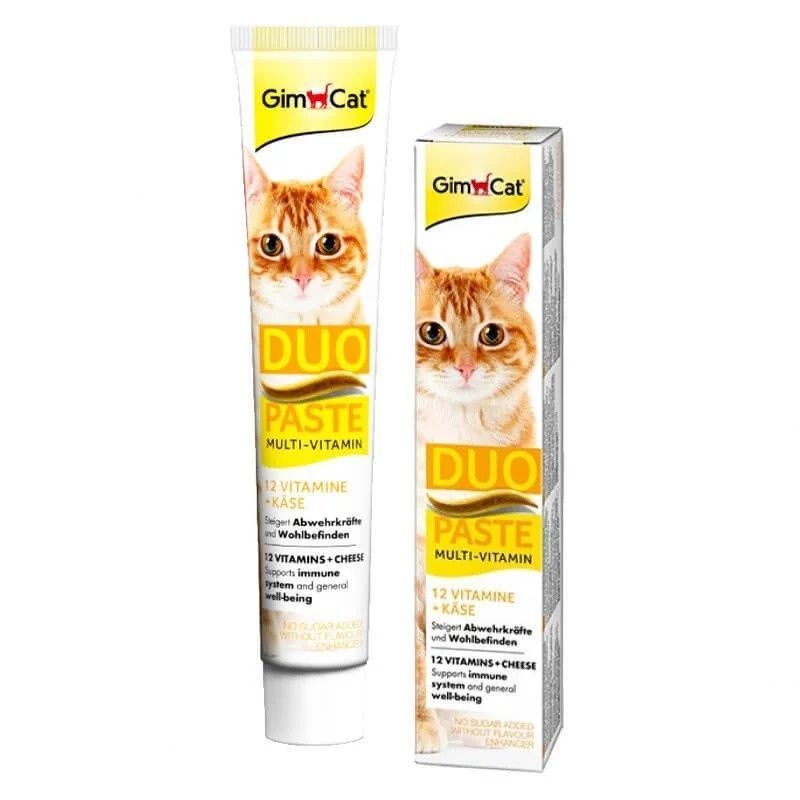 GimCat Multi-Vitamin Duo Paste – Pâte chat fromage et 12 vitamines 50 g