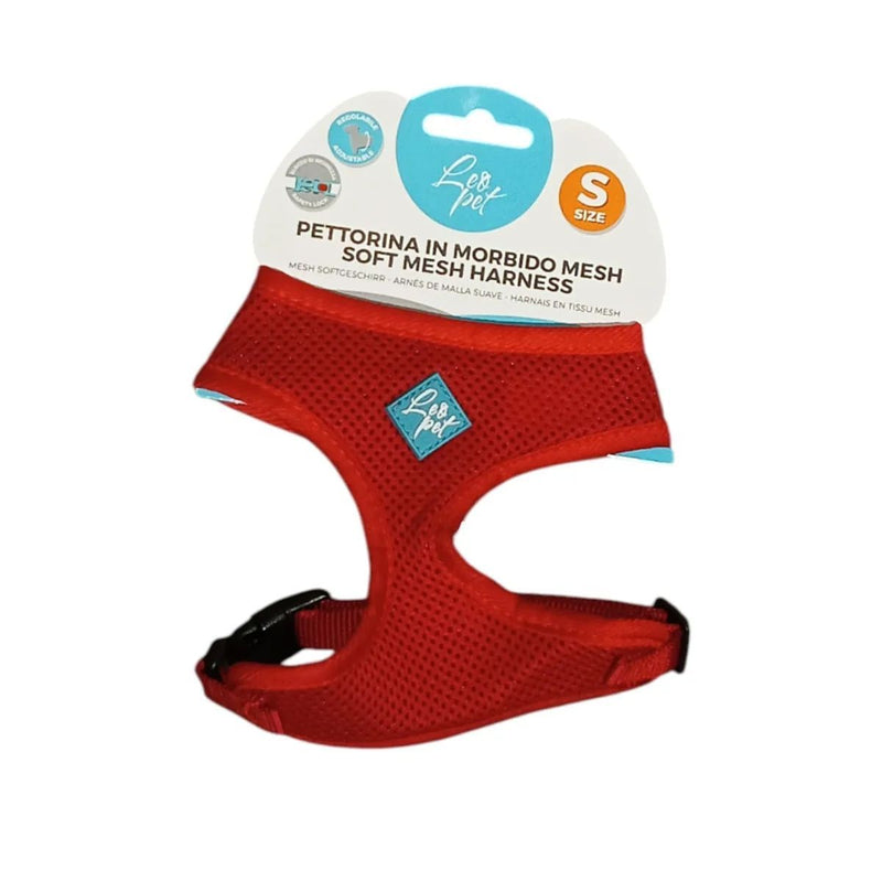 Leopet harnais doux en maille rouge S 36-41 cm.