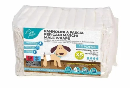 Leopet – Couches jetables chien mâle taille S, lot de 12