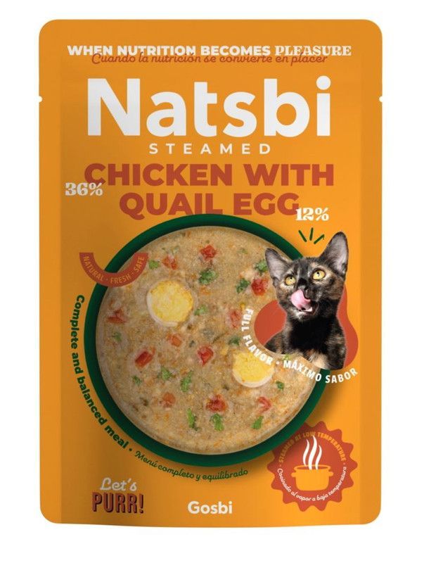 Natsbi – Repas pour chat poulet et œuf de caille 80 g