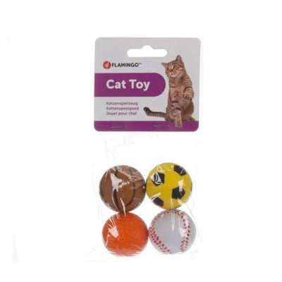 Jouet pour chat – Lot de 4 balles de sport en mousse – La Passion Canine Maroc