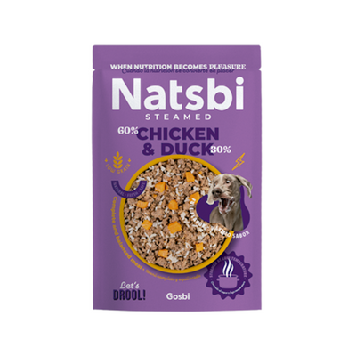 Natsbi – Poulet et canard cuits à la vapeur pour chien 200 g – La Passion Canine Maroc