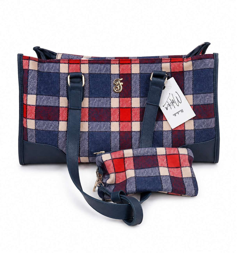 Ferribiella Mokka – Sac de transport tartan 43 x 18 x 25 cm