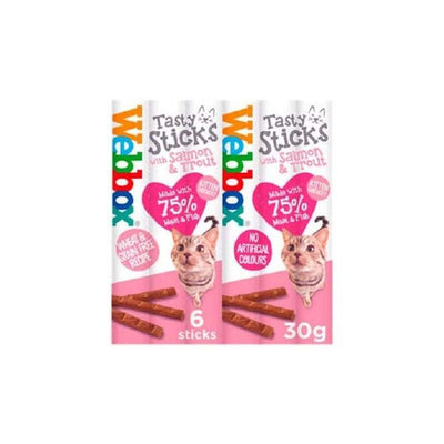 Webbox Cats Delight – Bâtonnets chat saumon et truite 6 x 30 g – La Passion Canine Maroc