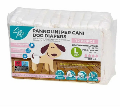 Leopet – Couches jetables chienne taille L, lot de 12 – La Passion Canine Maroc