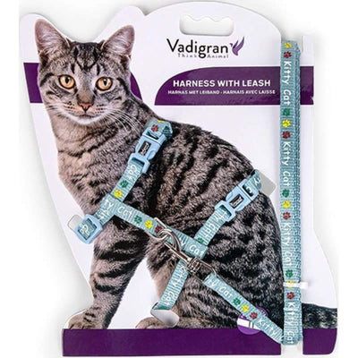 Vadigran Kitty Cat – Harnais et laisse pour chat bleu 120 cm – La Passion Canine Maroc