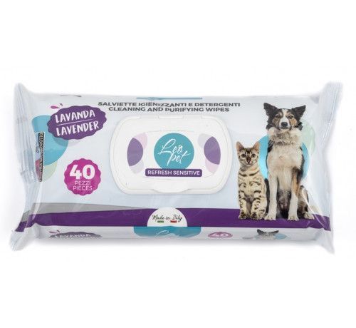 Lingettes nettoyantes chien et chat lavande x40