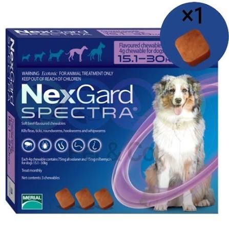 NexGard Spectra – Comprimé antiparasitaire chien 15-30 kg (x1)