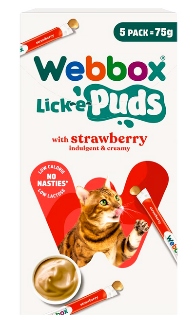 Webbox Lick-e-Puds G√¢teries pour chats ‚Äì Fraise 5 paquet