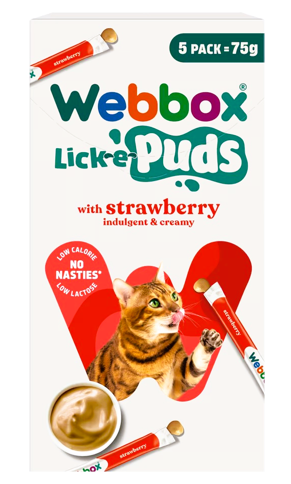 Webbox Lick-e-Puds Gâteries pour chats – Fraise 5 paquet