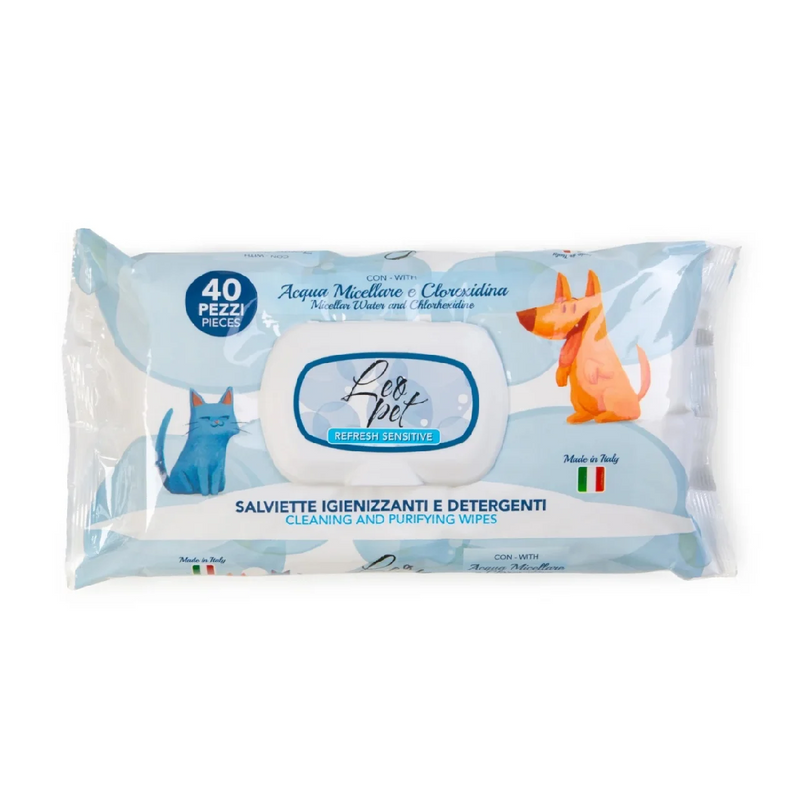 Leopet Refresh – Lingettes nettoyantes peaux sensibles x40