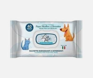 Lingettes Leopet humides pour chiens et chats Eau micellaire et chlorhexidine 40 pcs