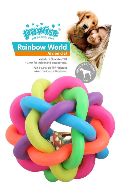 Pawise Rainbow World – Balle multicolore pour chien 6,5 cm – La Passion Canine Maroc