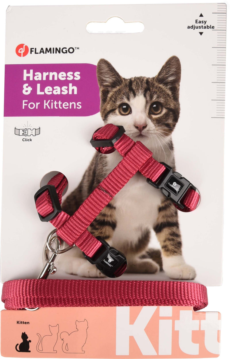 Flamingo – Harnais avec laisse pour chaton Ziggi – Rouge cerise