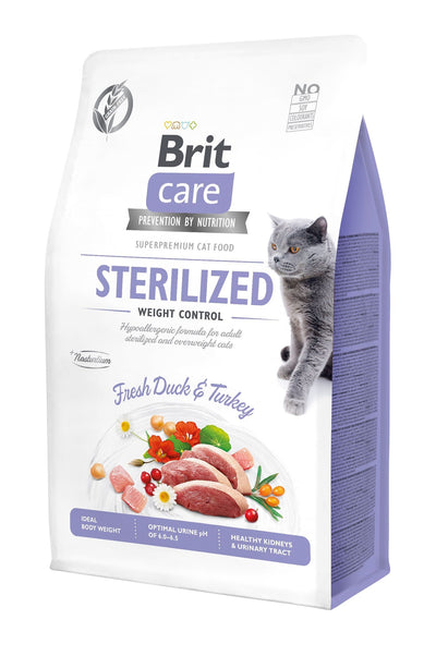 Brit Care Grain-Free Sterilized Weight Control – Croquettes chat 2 kg – La Passion Canine Maroc