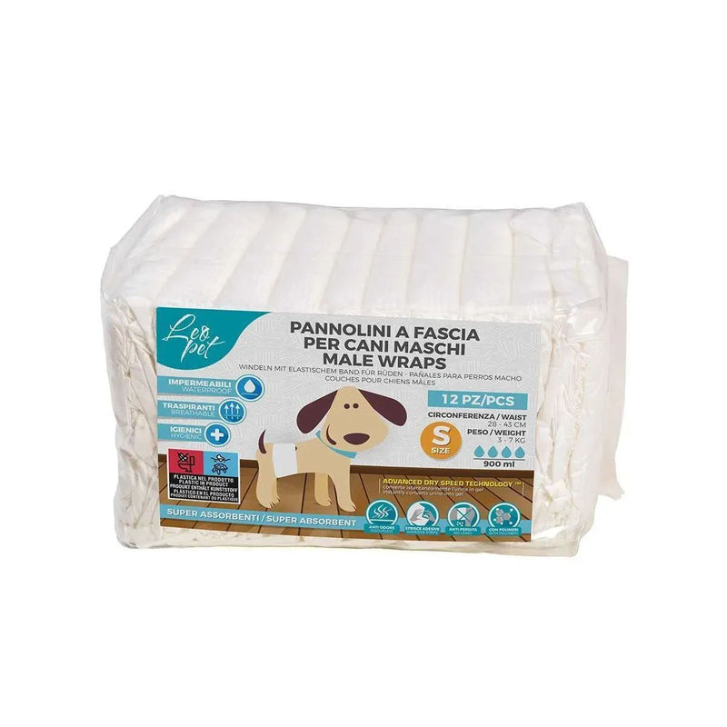 Leopet – Couches jetables chien mâle taille S, lot de 12