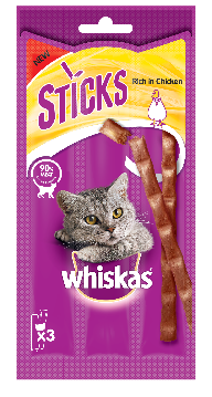Whiskas – Bâtonnets à la viande pour chat poulet 3 x 6 g – La Passion Canine Maroc