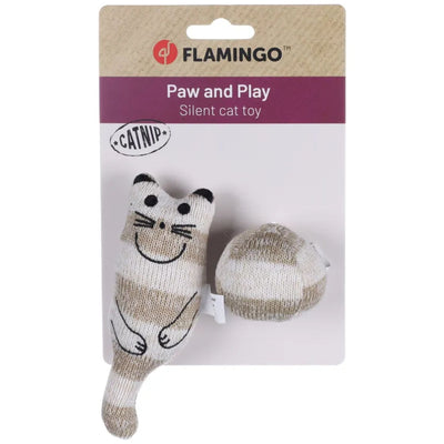 Flamingo Faci – Jouet chat en tissu avec balle 13 cm marron – La Passion Canine Maroc