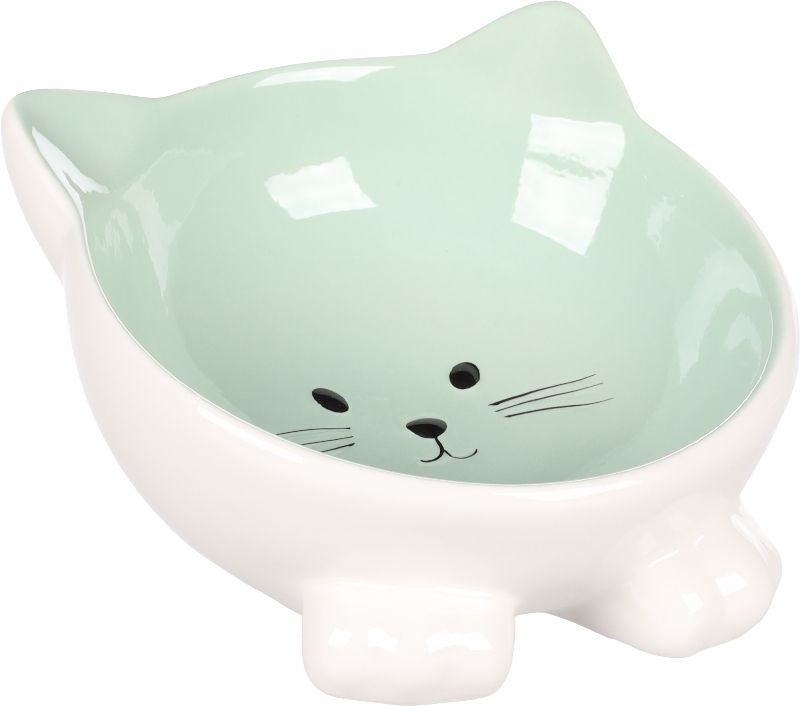 Flamingo Puzi – Bol chat céramique antidérapant vert 125 ml