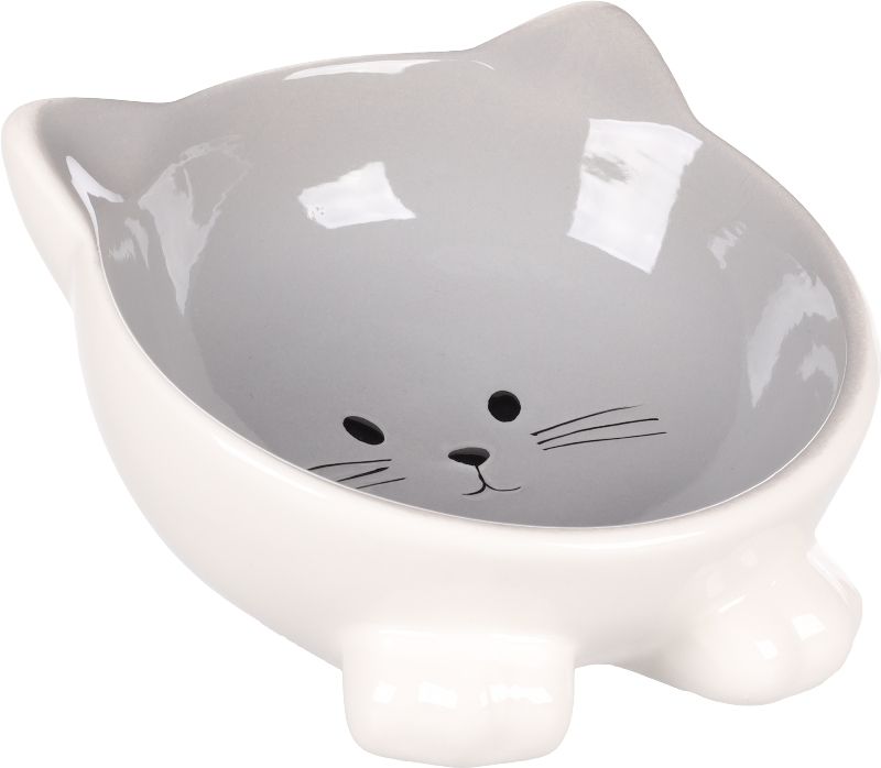 Flamingo Puzi – Bol céramique antidérapant pour chat gris 125 ml