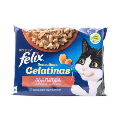 Felix – Sachets pour chat adulte bœuf tomate et poulet carotte 4x85 g – La Passion Canine Maroc