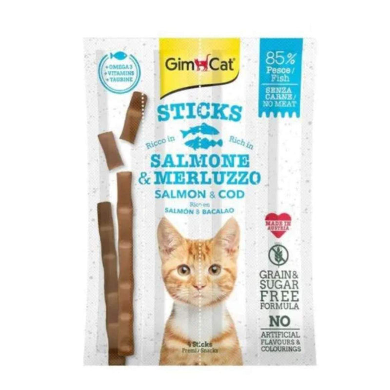 GimCat Sticks – Bâtonnets à mâcher pour chat au saumon x4