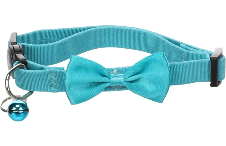 Collier pour chat avec nœud Castor turquoise