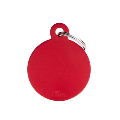 MyFamily – Grande médaille ronde rouge en aluminium – La Passion Canine Maroc