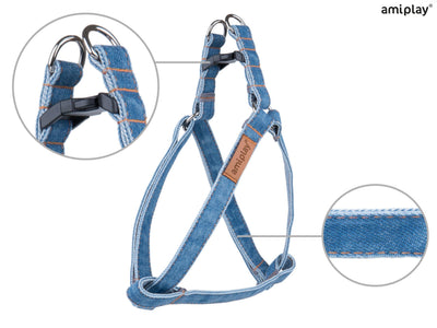Harnais en jean pour petit chien, taille S – La Passion Canine Maroc