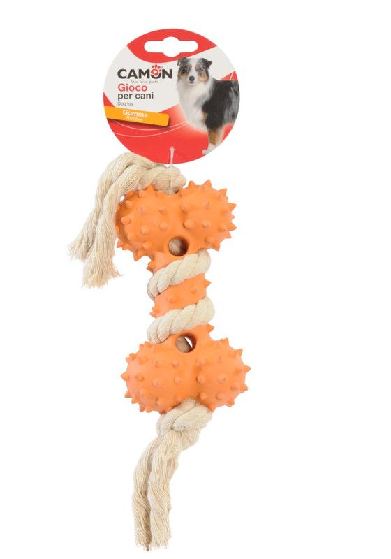 Os en caoutchouc avec corde tressée pour chien