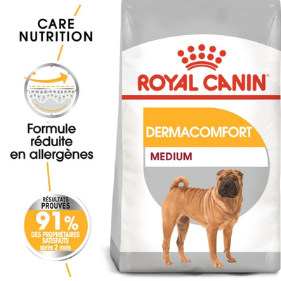 Royal Canin Medium Dermacomfort – Croquettes chien peau sensible race moyenne 12 kg – La Passion Canine Maroc