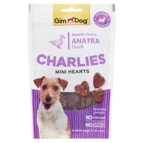 GimDog Charlies Mini Hearts – Friandises chien au canard 70 g