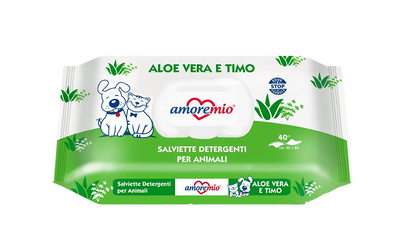 Amoremio – Lingettes nettoyantes chien et chat aloe vera x40 – La Passion Canine Maroc