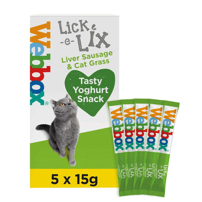 Webbox Lick-E-Lix Foie Saucisse & Chat Pelouse Chat Friandise Paquet de 5 -Reward Delight Chaton