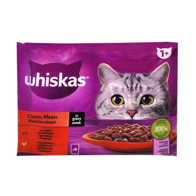 Whiskas Repas Classiques – Sachets chat bœuf en sauce 4x85 g