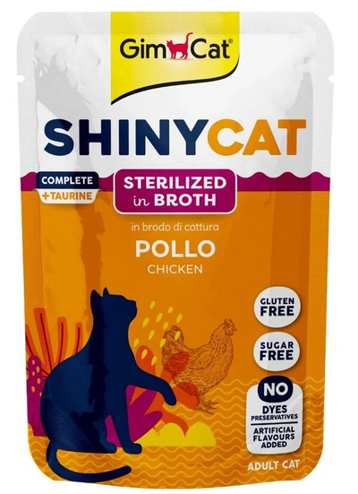 Gimcat Aliment Humide Chat Shinycat Sachet pour chat adulte St√©rilis√© poulet 70g