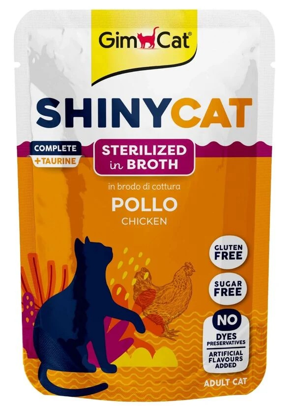 Gimcat Aliment Humide Chat Shinycat Sachet pour chat adulte Stérilisé poulet 70g
