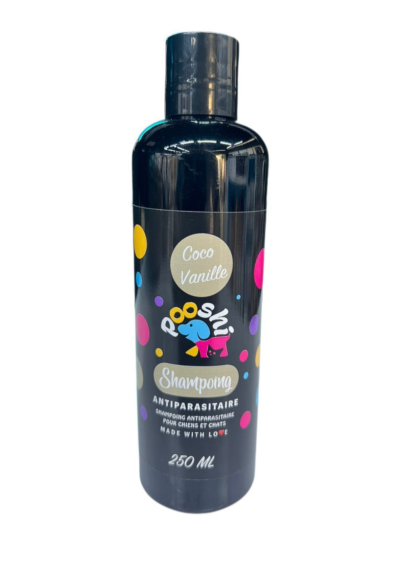 Pooshi – Shampoing antiparasitaire coco vanille chien et chat 250 ml