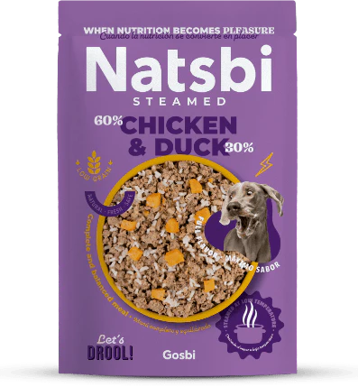Natsbi – Repas cuit vapeur pour chien poulet et canard 500 g