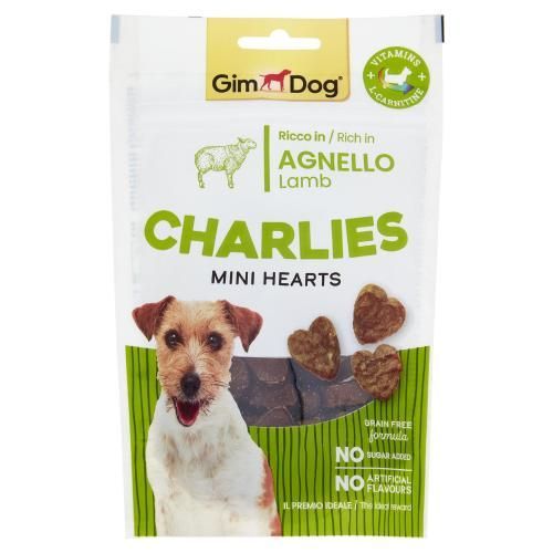GimDog Charlies Mini Hearts – Friandises chien à l'agneau 70 g