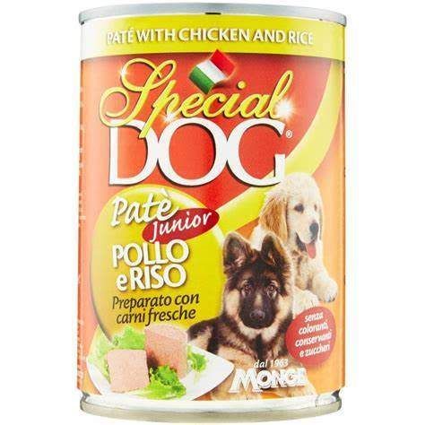 Monge Special Dog Junior – Pâtée chiot poulet et riz 400 g