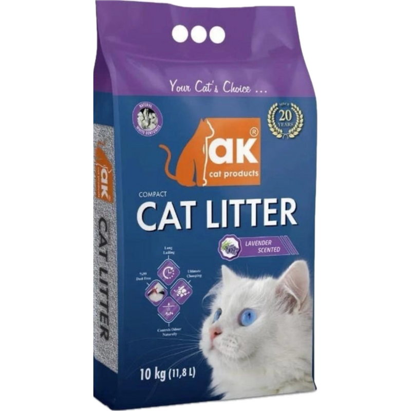 AK Litter – Litière agglomérante pour chat parfum lavande 10 kg