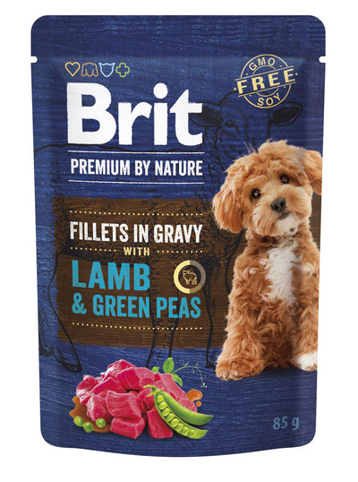 Brit Premium by Nature – Filets en sauce chien agneau petits pois 85 g – La Passion Canine Maroc