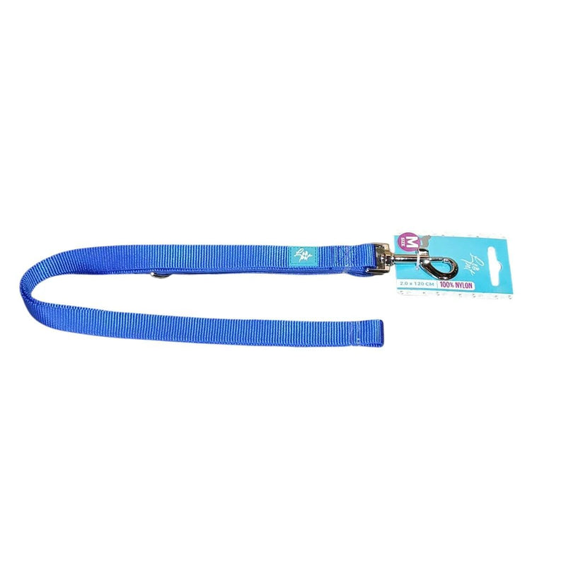 Leopet – Laisse nylon bleue pour chien M 120 cm x 2 cm