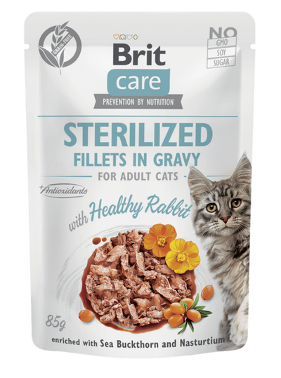 Brit Care Cat Sterilized – Sachet chat lapin en sauce 85 g – La Passion Canine Maroc
