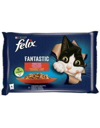 Felix – Pâtée chat adulte bœuf et poulet 4x85 g – La Passion Canine Maroc
