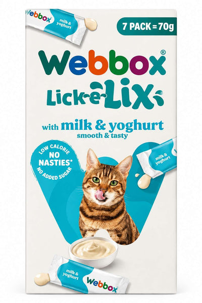 Webbox Lick-e-Lix – Friandises chat lait et yaourt 7 x 10 g – La Passion Canine Maroc