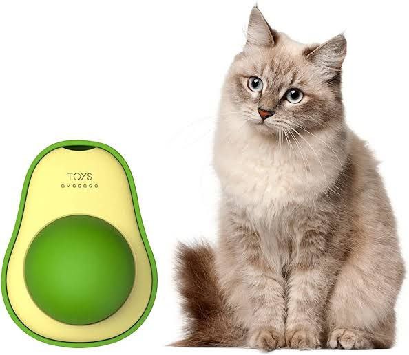 Boule murale en forme d’avocat et d’herbe à chat, jouets à lécher comestibles, friandises rotatives pour chaton, 360